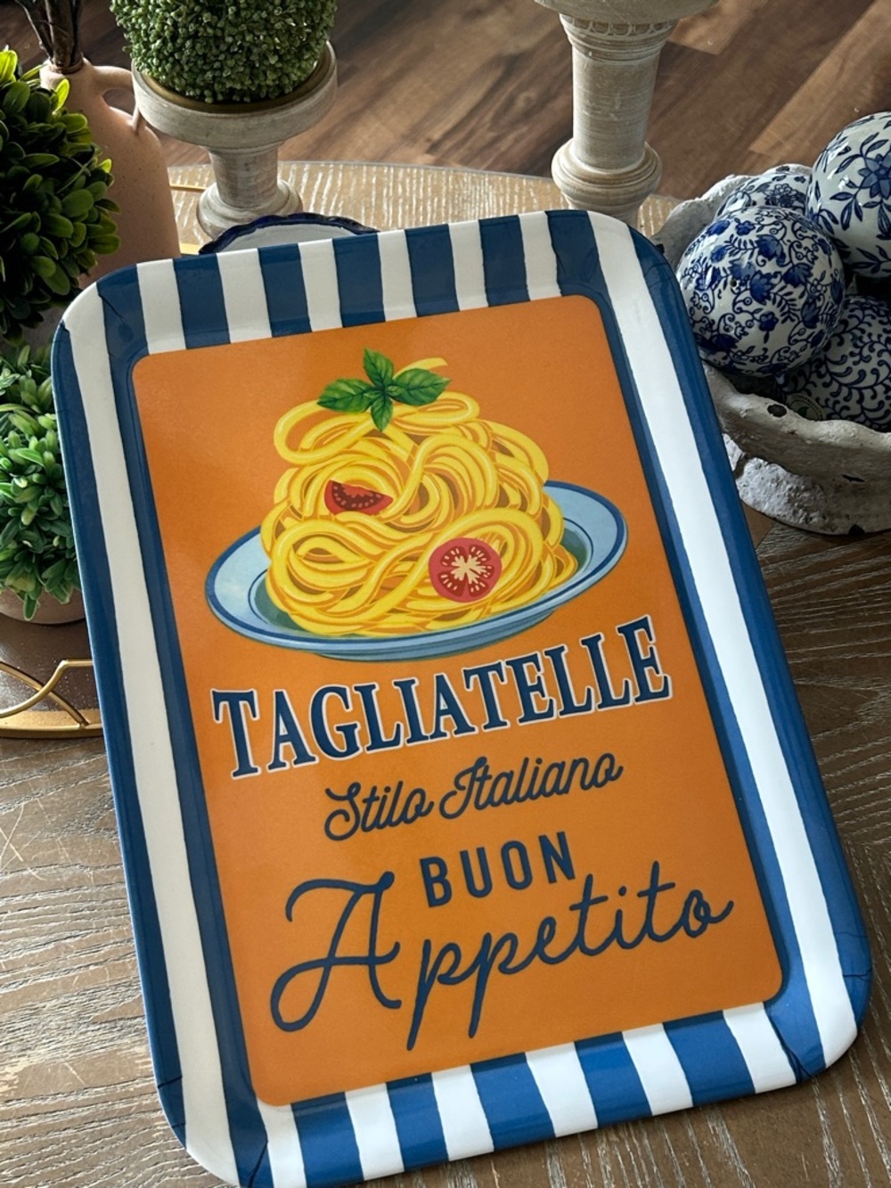 NEW! Coastal Mediterranean Italian Pasta Melamine Outdoor Serving Tray Platter